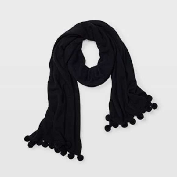 black pom pom scarf